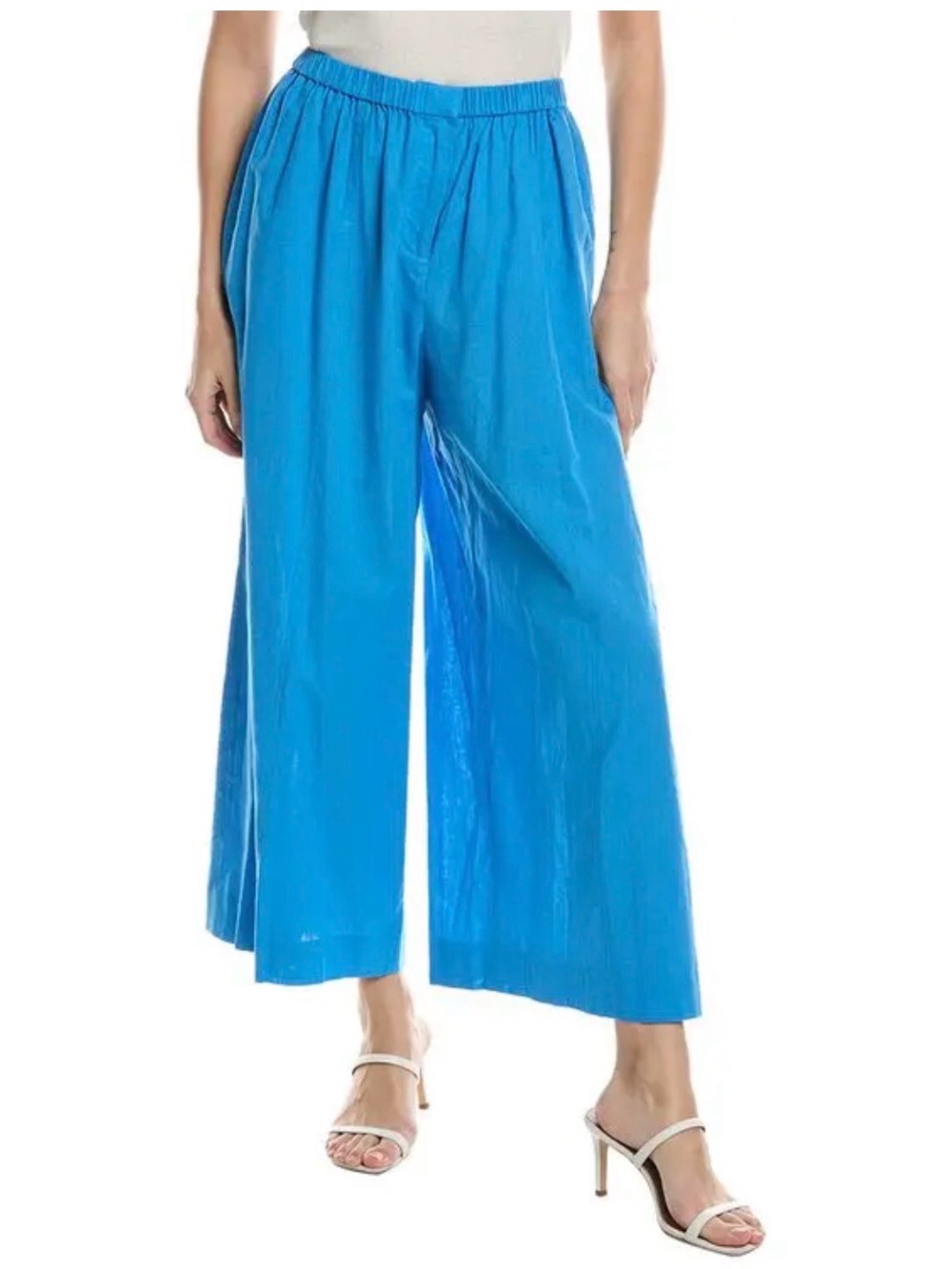 Jason Wu Blue Linen Blend Wide Leg Pants Size 4 Effortless Resort Minimalist